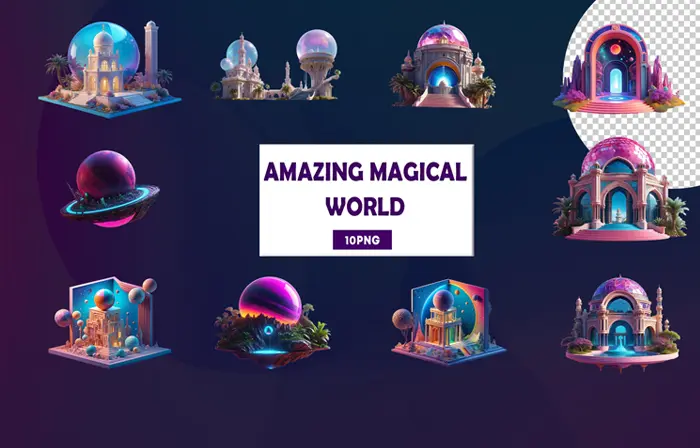 Amazing magical world 3D Design elements pack image